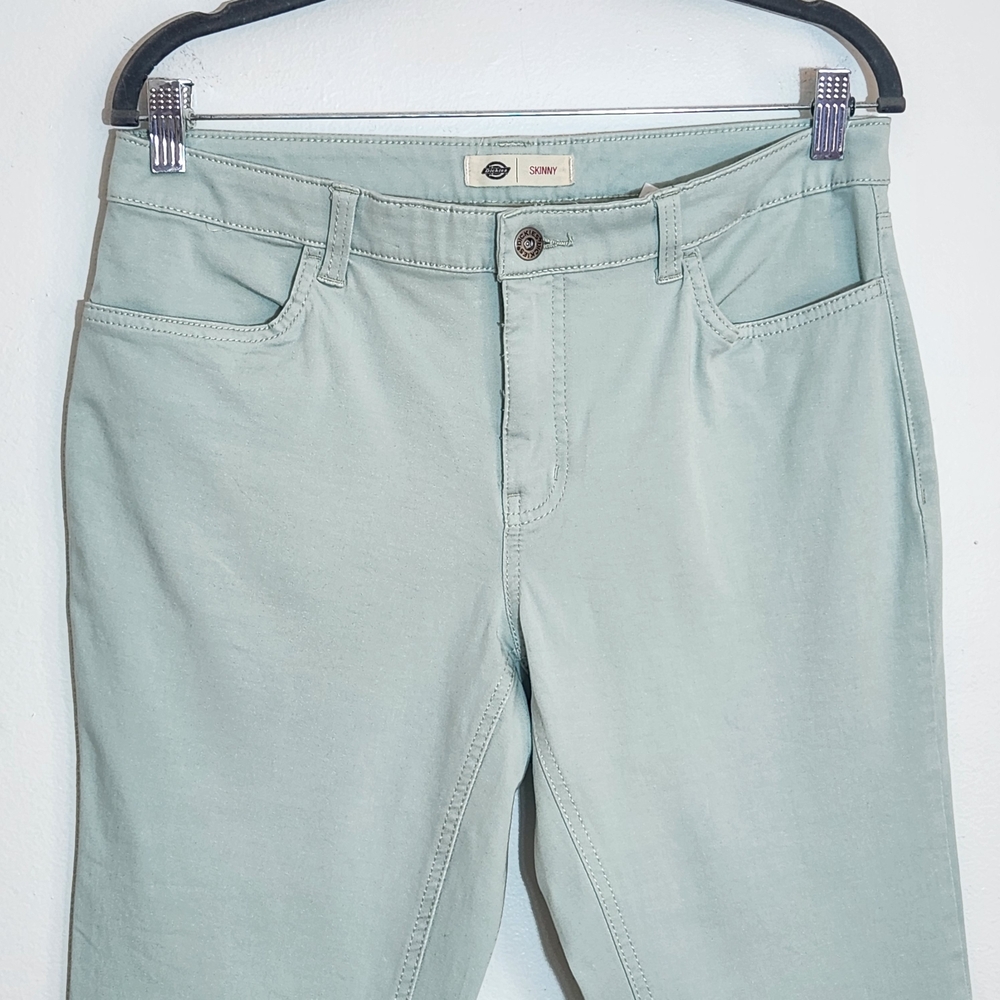 Dickies Mint Green Stretch Twill Skinny Pants Size 8 - Picture 2 of 10